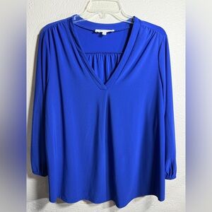 Vince Camuto Cobalt Blue V-Neck Blouse | Size L